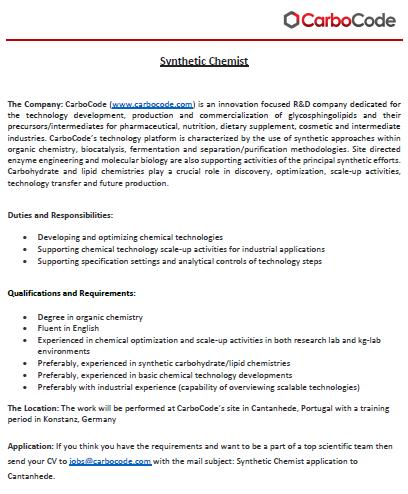 Job offer: Synthetic Chemist